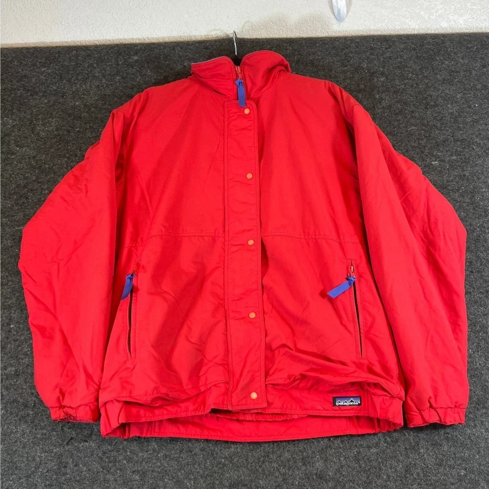 Vintage 90s Patagonia Shelled Synchilla Jacket Youth 14 Red Blue Fleece USA